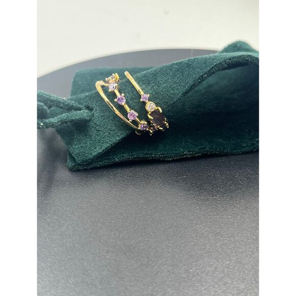 Anthropologie February Purple Birthstone Stacked Rings Set of Three Size 7 New - Picture 4 of 7